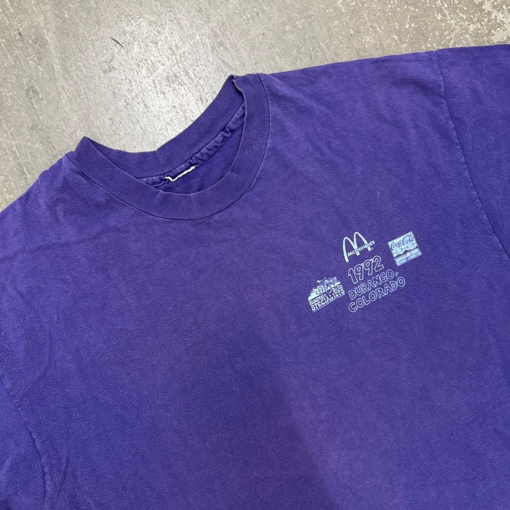 McDonalds Iron Horse Bicycle Classic T Shirt Mens XL Purple 1992 Single Stitch